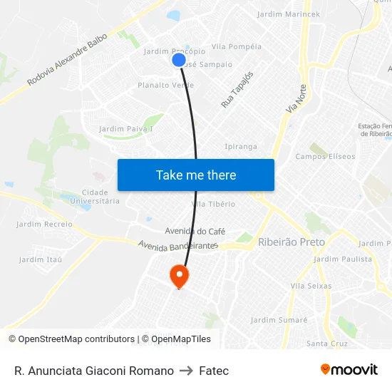 R. Anunciata Giaconi Romano to Fatec map