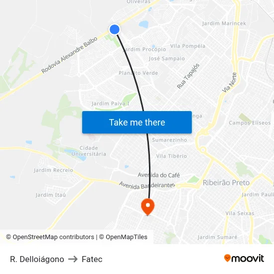 R. Delloiágono to Fatec map
