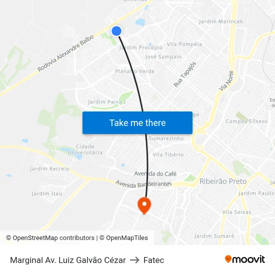 Marginal Av. Luiz Galvão Cézar to Fatec map