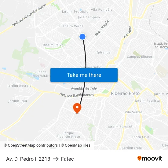 Av. D. Pedro I, 2213 to Fatec map