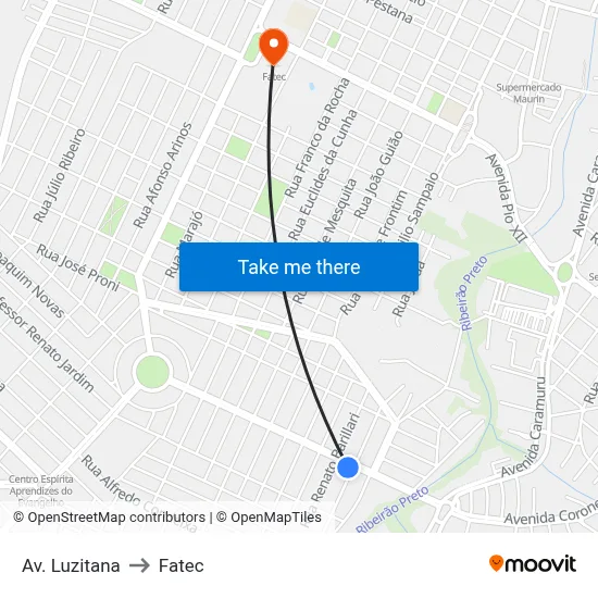 Av. Luzitana to Fatec map