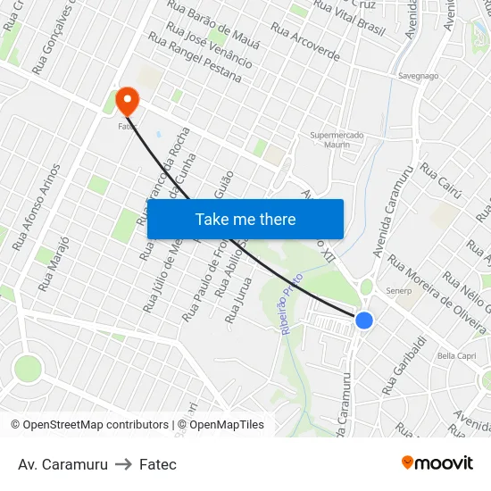 Av. Caramuru to Fatec map