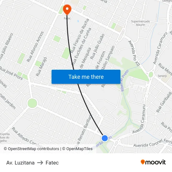 Av. Luzitana to Fatec map