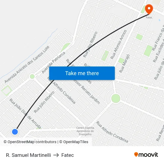 R. Samuel Martinelli to Fatec map