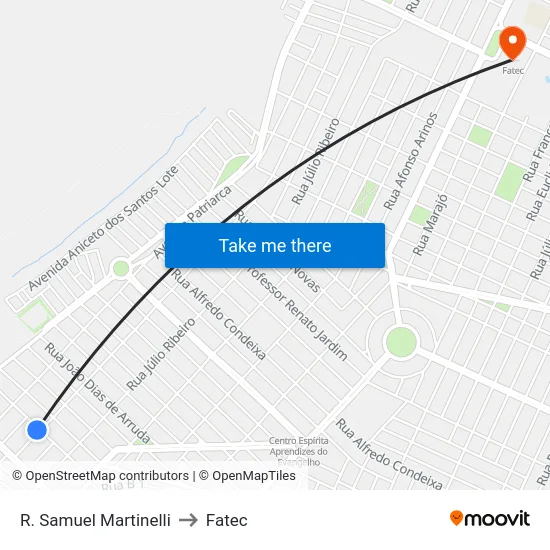 R. Samuel Martinelli to Fatec map