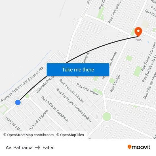 Av. Patriarca to Fatec map