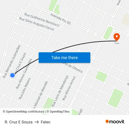 R. Cruz E Souza to Fatec map