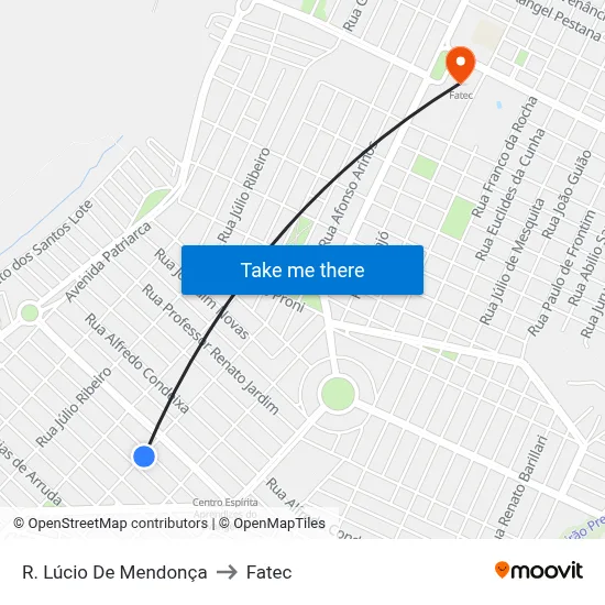 R. Lúcio De Mendonça to Fatec map