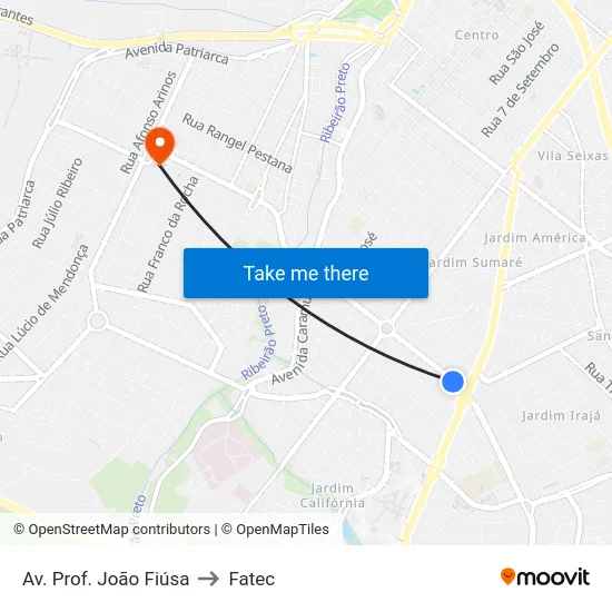 Av. Prof. João Fiúsa to Fatec map