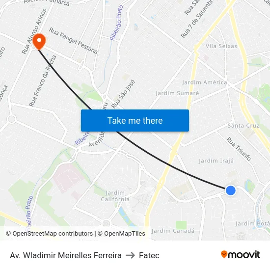 Av. Wladimir Meirelles Ferreira to Fatec map