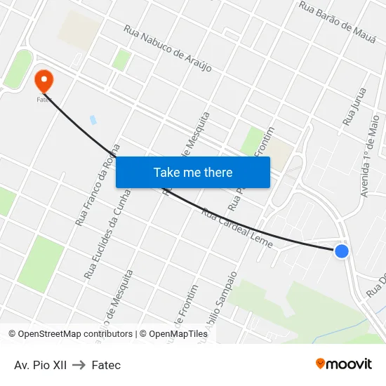 Av. Pio XII to Fatec map