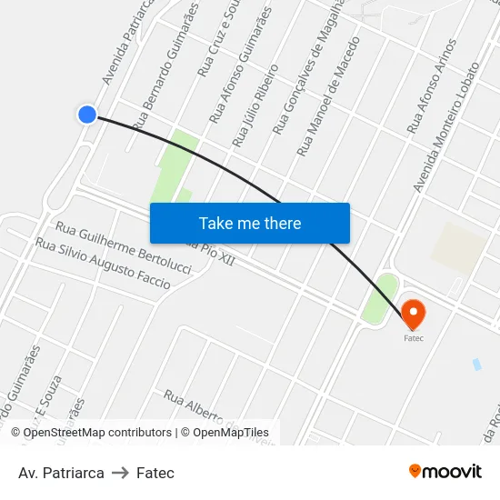 Av. Patriarca to Fatec map