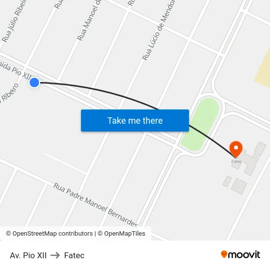 Av. Pio XII to Fatec map