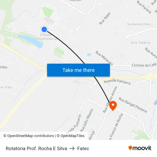 Rotatória Prof. Rocha E Silva to Fatec map