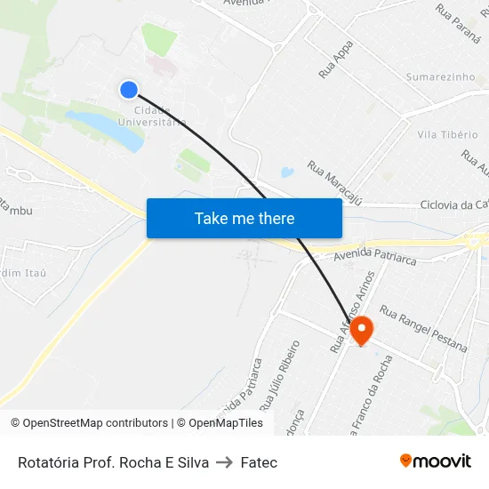 Rotatória Prof. Rocha E Silva to Fatec map