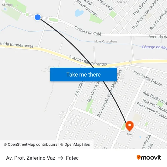 Av. Prof. Zeferino Vaz to Fatec map