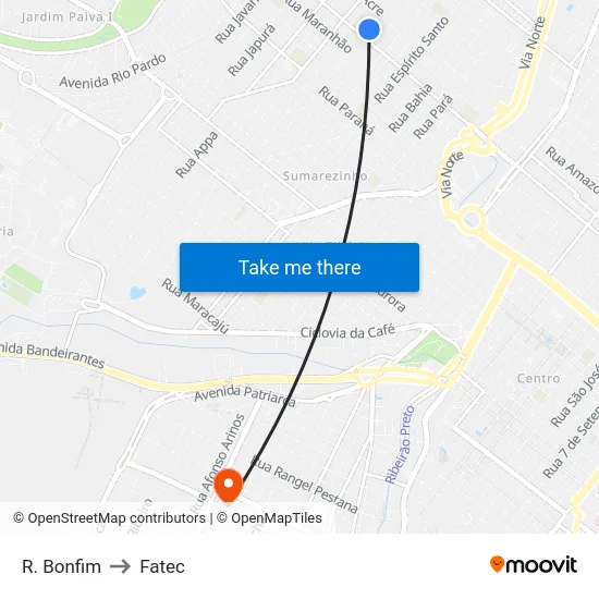 R. Bonfim to Fatec map