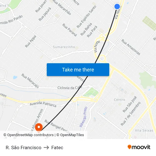 R. São Francisco to Fatec map