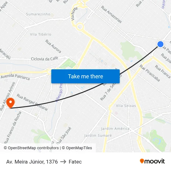 Av. Meira Júnior, 1376 to Fatec map