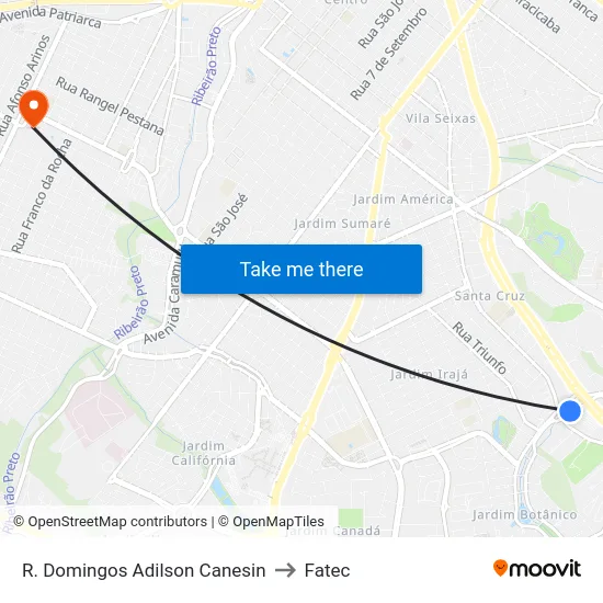 R. Domingos Adilson Canesin to Fatec map