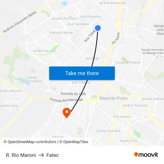 R. Rio Maroni to Fatec map