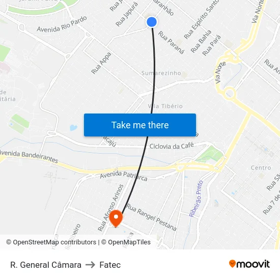 R. General Câmara to Fatec map