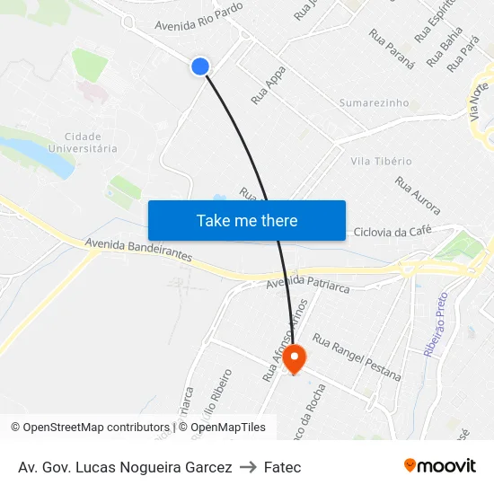 Av. Gov. Lucas Nogueira Garcez to Fatec map