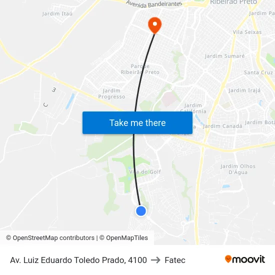 Av. Luiz Eduardo Toledo Prado, 4100 to Fatec map
