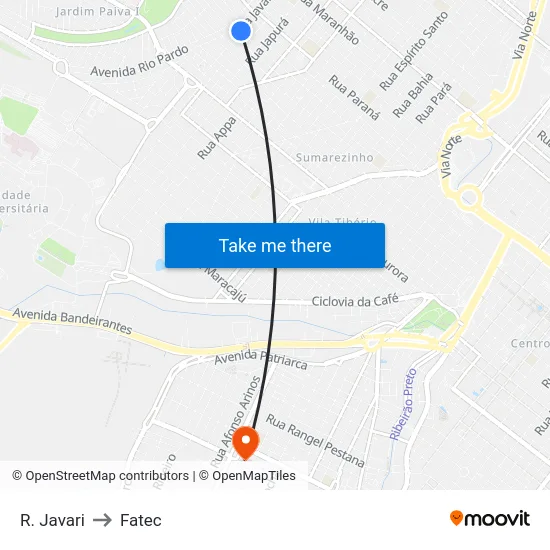 R. Javari to Fatec map