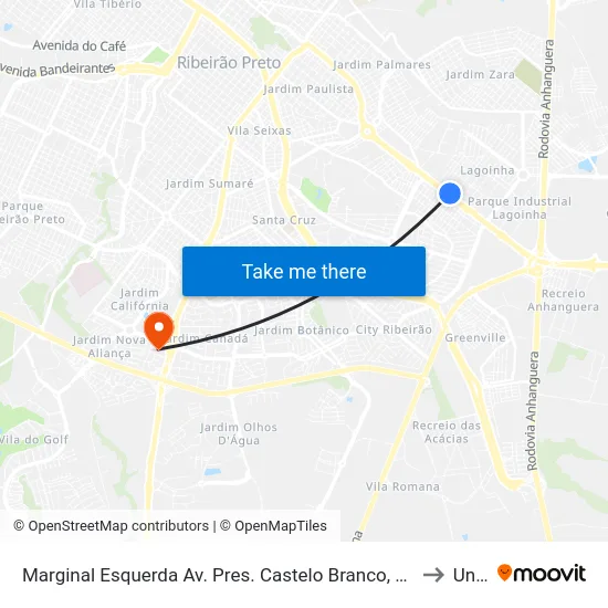 Marginal Esquerda Av. Pres. Castelo Branco, 1235 to Unip map
