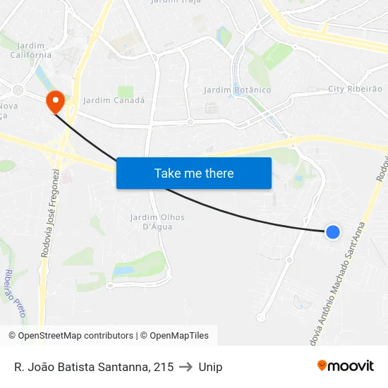 R.  João Batista Santanna, 215 to Unip map
