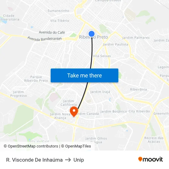 R. Visconde De Inhaúma to Unip map