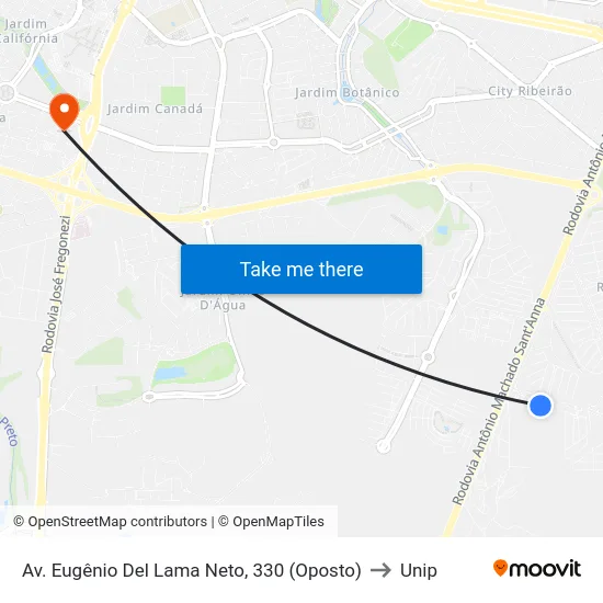 Av. Eugênio Del Lama Neto, 330 (Oposto) to Unip map