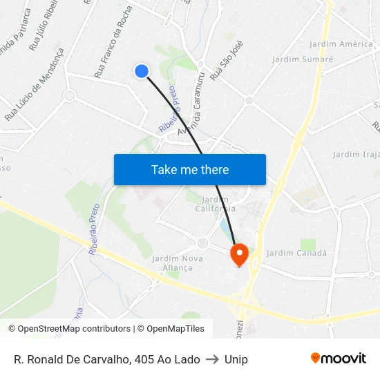 R. Ronald De Carvalho, 405 Ao Lado to Unip map