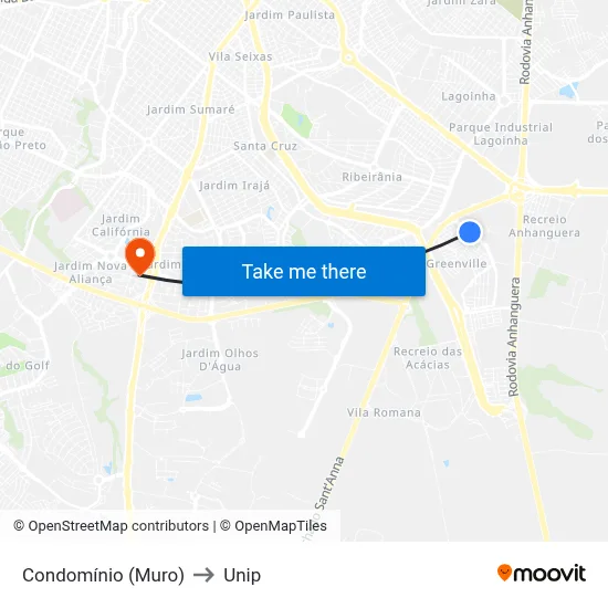 Condomínio (Muro) to Unip map
