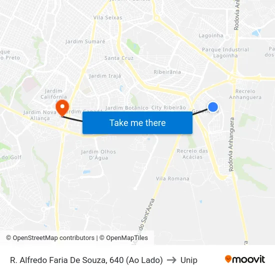 R. Alfredo Faria De Souza, 640 (Ao Lado) to Unip map