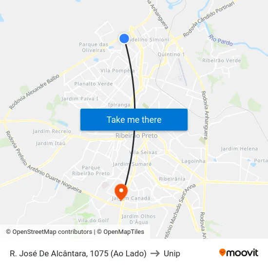 R. José De Alcântara, 1075 (Ao Lado) to Unip map