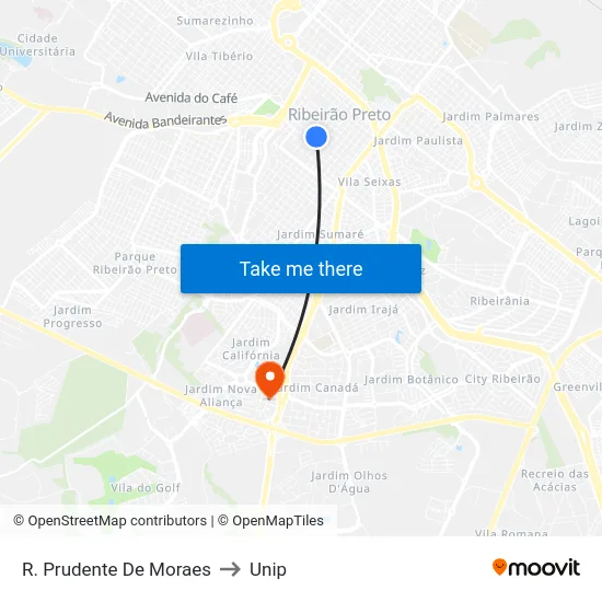 R. Prudente De Moraes to Unip map