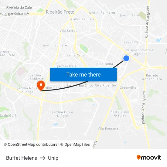 Buffet Helena to Unip map