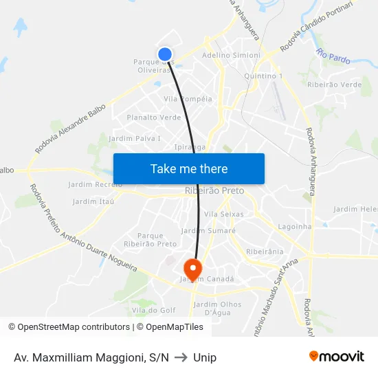 Av. Maxmilliam Maggioni, S/N to Unip map