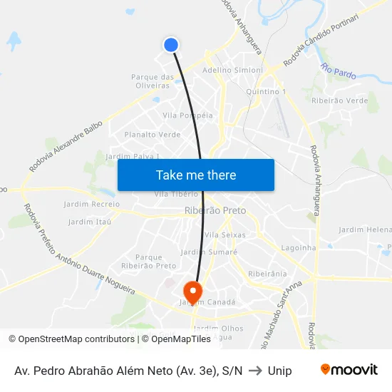 Av. Pedro Abrahão Além Neto (Av. 3e), S/N to Unip map