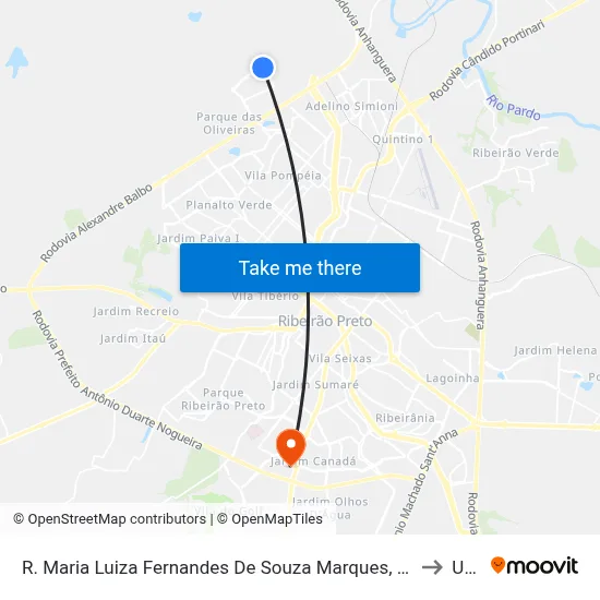 R. Maria Luiza Fernandes De Souza Marques, 815 (Oposto) to Unip map