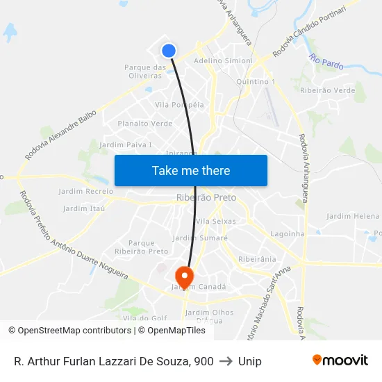 R. Arthur Furlan Lazzari De Souza, 900 to Unip map