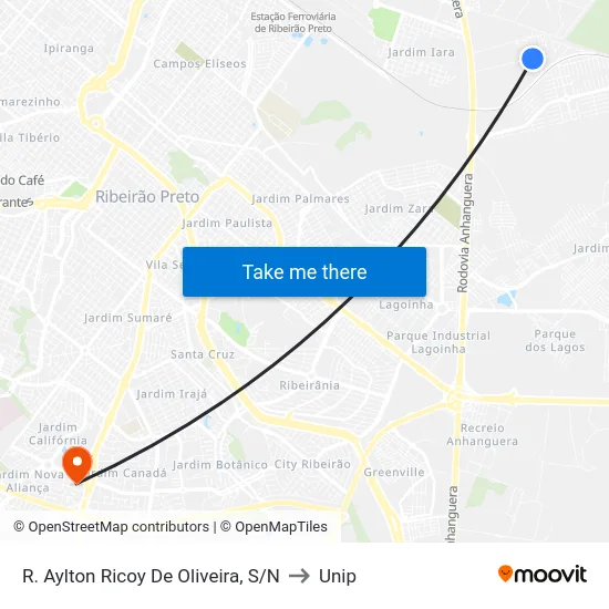 R. Aylton Ricoy De Oliveira, S/N to Unip map