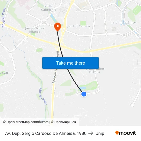 Av. Dep. Sérgio Cardoso De Almeida, 1980 to Unip map