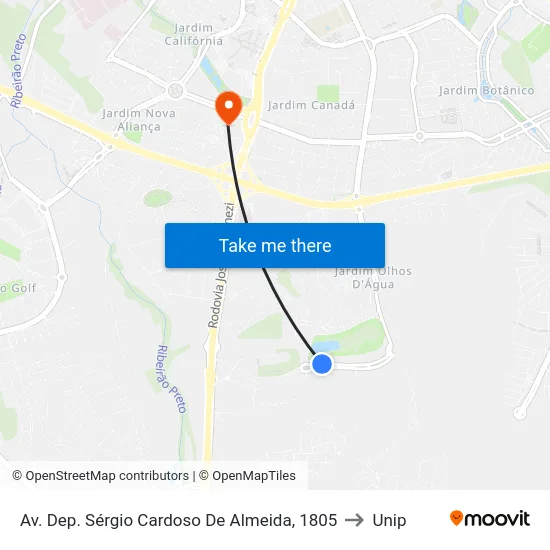 Av. Dep. Sérgio Cardoso De Almeida, 1805 to Unip map