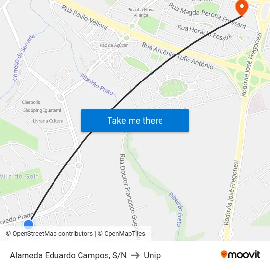 Alameda Eduardo Campos, S/N to Unip map