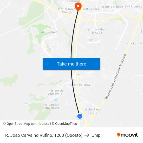 R. João Carvalho Rufino, 1200 (Oposto) to Unip map