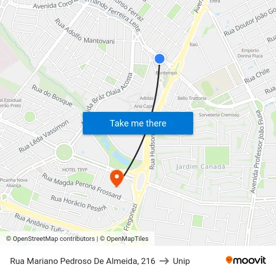 Rua Mariano Pedroso De Almeida, 216 to Unip map