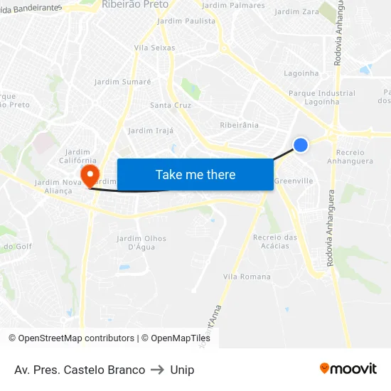 Av. Pres. Castelo Branco to Unip map